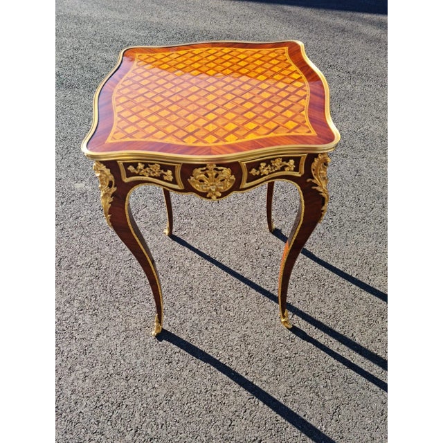 Simple French Style Parquetry Side/ Corner Table, Coffee/Tea Table/Side Table For Sale - Image 12 of 13