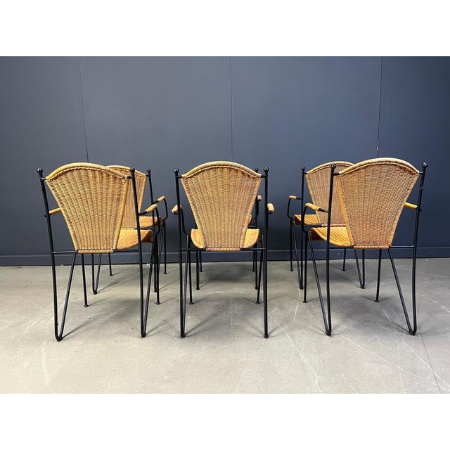 Wicker Chairs by Frederick Weinberg, 1960s, Set of 6 For Sale - Image 12 of 15