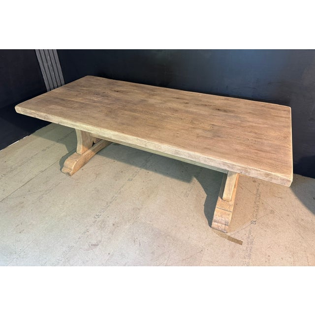 1920s French Bleaching Oak Farmhouse Dining Table, 1925 For Sale - Image 5 of 18