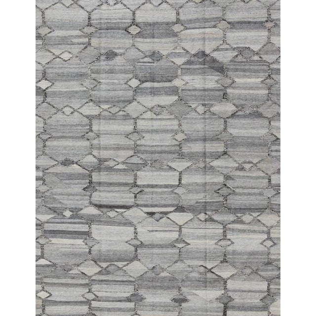 Hand-Woven Kilim Rug by Keivan Woven Arts, Modern Wool Design 7'9 X 9'9 For Sale - Image 4 of 9