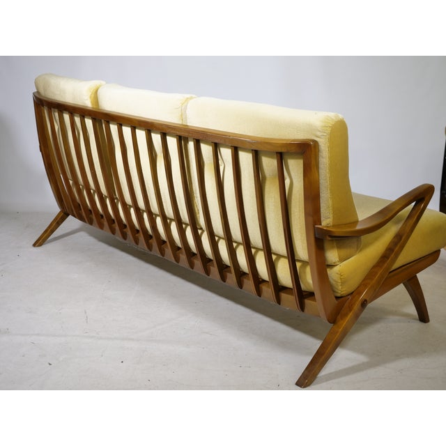Mid-Century Modern Three-Seater Wooden Sofa by Guglielmo Ulrich, Italy, 1950s For Sale - Image 9 of 11