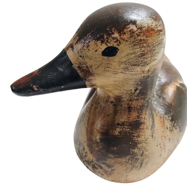 Brown Vintage Sarreid Ltd. Hand-Carved and Painted Italian Wood Duck Sculpture - Design No. 132 For Sale - Image 8 of 12