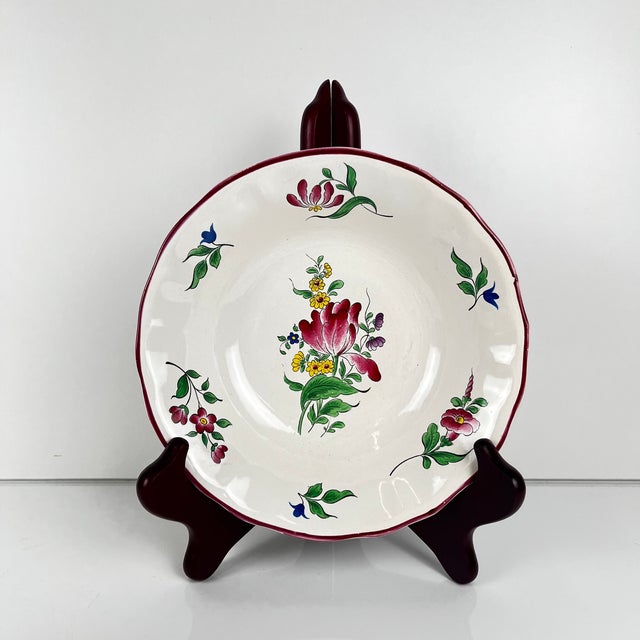 Ceramic Streetlight Bowls with Tulip and Rose Pattern from KG Lunéville, 1980s, Set of 6 For Sale - Image 7 of 10