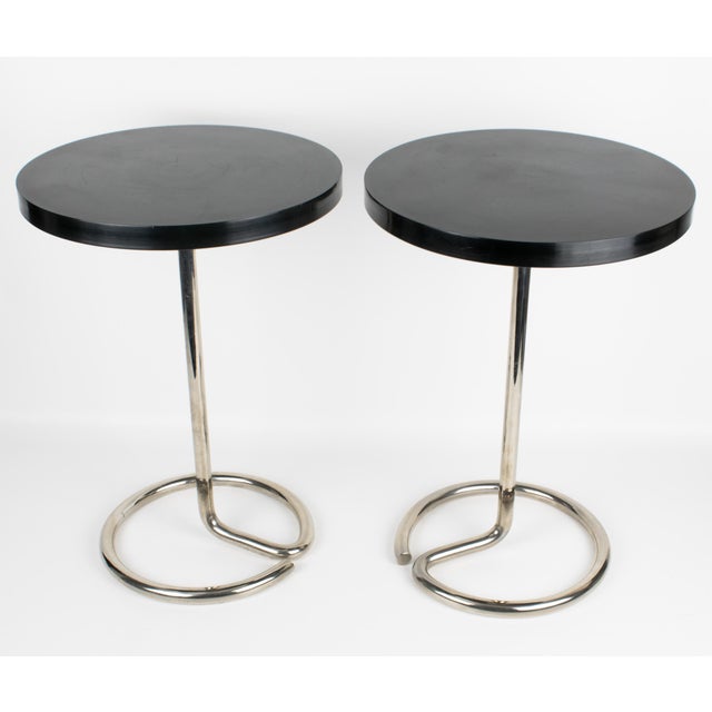 Art Deco Art Deco Side Tables by René Herbst, Chrome & Bakelite, Circa 1935 For Sale - Image 3 of 18