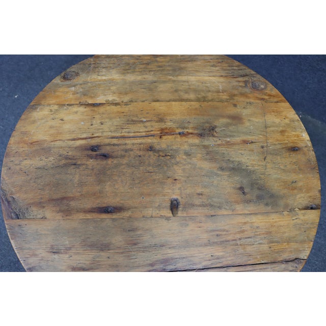 Wood French Country Pine Coffee Table With Painted Trestle Base For Sale - Image 7 of 14