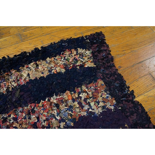 1900s Multicolor Stripe Antique American Shaker Rag Rug 2' X 3' Handmade Wool Carpet For Sale - Image 4 of 4