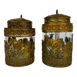 Fine Gentleman's Gilt Bronze Liquor and Cigar Set Art Nouveau Period C. 1900
