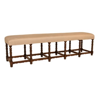 19th Century French Long Upholstered Bench For Sale