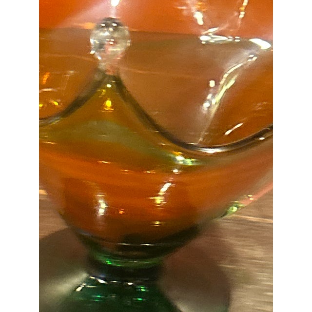 Amber 1970s Vintage Large Chalet Canada Amber Glass Centerpiece Bowl For Sale - Image 8 of 18