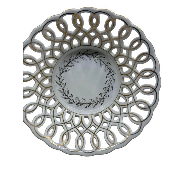 Antique Paris Reticulated Porcelain Gold Leaf Decorative Bowl For Sale - Image 10 of 12