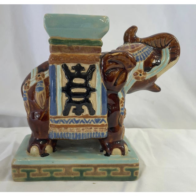 Brown Majolica Pottery Elephant For Sale - Image 8 of 8