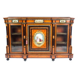 Victorian Burr Walnut & Sèvres Plaques Credenza For Sale