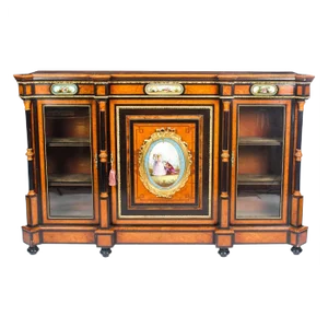 Victorian Burr Walnut & Sèvres Plaques Credenza