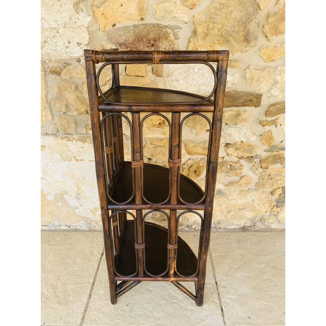 Mid-Century Modern Bamboo and Rattan Three-Tier Corner Shelf, 1960s For Sale - Image 15 of 18