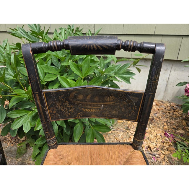 Pair of Antique Ladder Back Child Kid Woven Chairs For Sale - Image 4 of 15