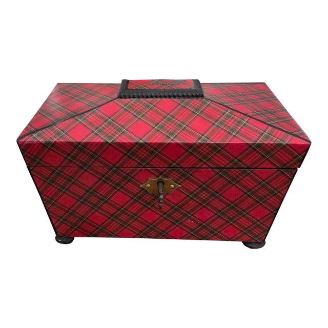 19th Century Tartan Ware Tea Caddy For Sale