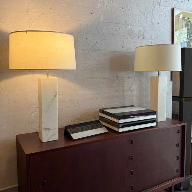 Metal 1980s Post Modern Marble Block Column Table Lamp For Sale - Image 7 of 7