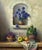 Still Life with Flowers & Fruit in a French Farmhouse Interior by French Artist 1992 Circa For Sale - Image 6 of 13