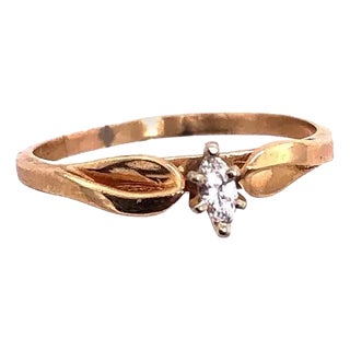 14 Karat Yellow Gold Diamond Solitaire Ring 0.10 Total Diamond Weight, Size 8 For Sale