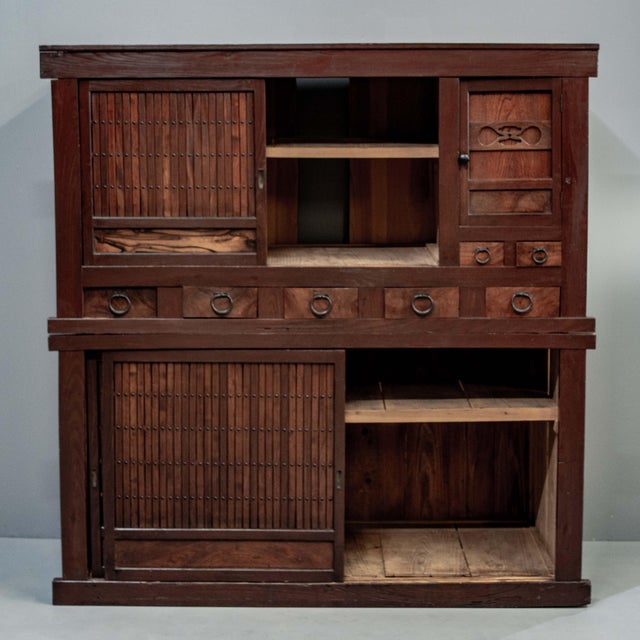 Japanese Antique Japanese Meiji Period Two Piece Tansu Chest (Goshu Mizuya) For Sale - Image 3 of 10