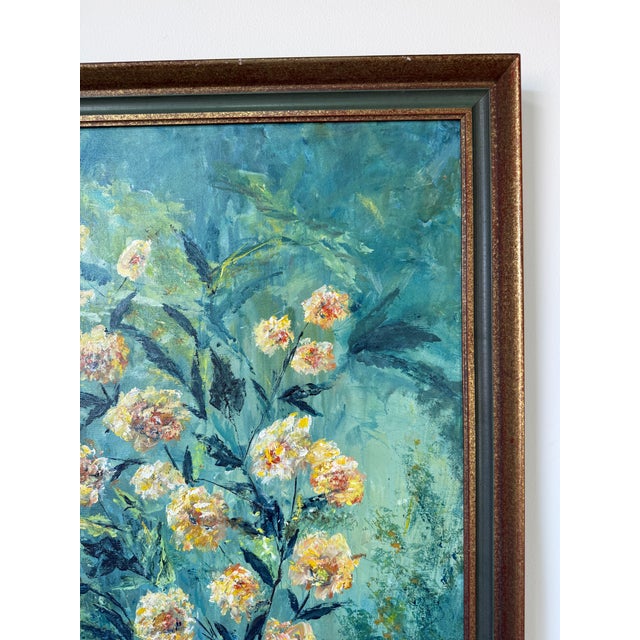 1980’s Vintage Qeri Wister Floral Still Life Oil on Canvas Painting, Framed For Sale In Miami - Image 6 of 14