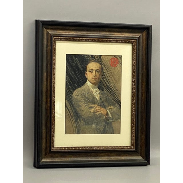 Art Deco Art Deco Period Illustration of a Man Smoking For Sale - Image 3 of 11