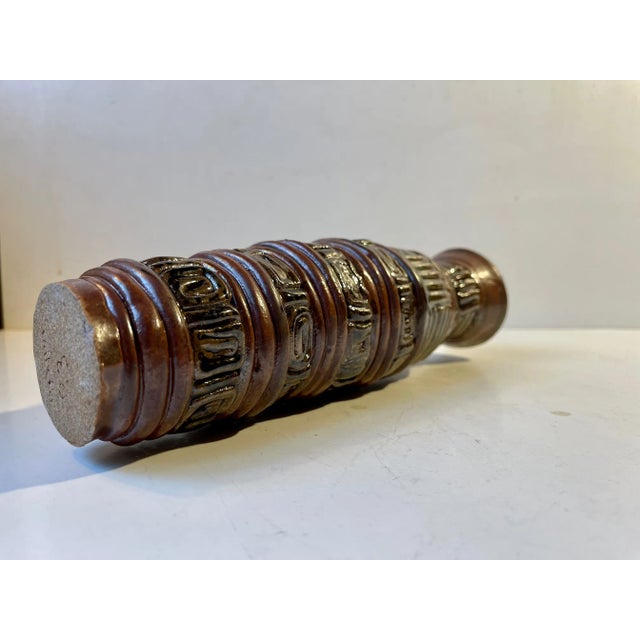 Naive Scandinavian Glazed Stoneware Coil Vase, 1970s For Sale - Image 6 of 8