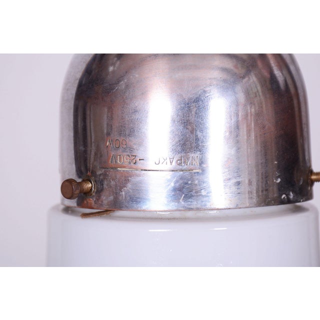 Bauhaus Chandelier in Chrome-Plated Steel and Glass from Napako, Czech, 1930s For Sale - Image 6 of 9