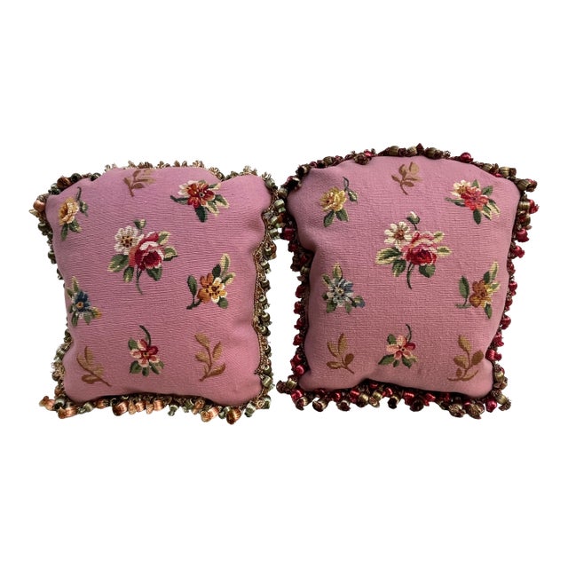 A Set of Two Pillows Upholstered With Tapestry For Sale