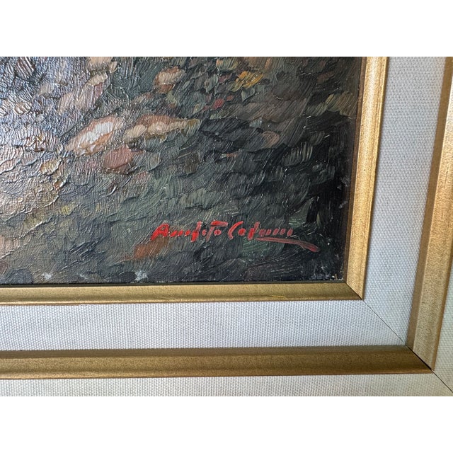 Vintage "Vico Equense" Italy Mediterranean Impressionist Oil Painting on Canvas - Framed For Sale - Image 10 of 15