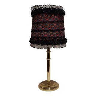 Vintage Table Lamp with Brass Base and Fabric Shade from Lamplove, 1990s For Sale