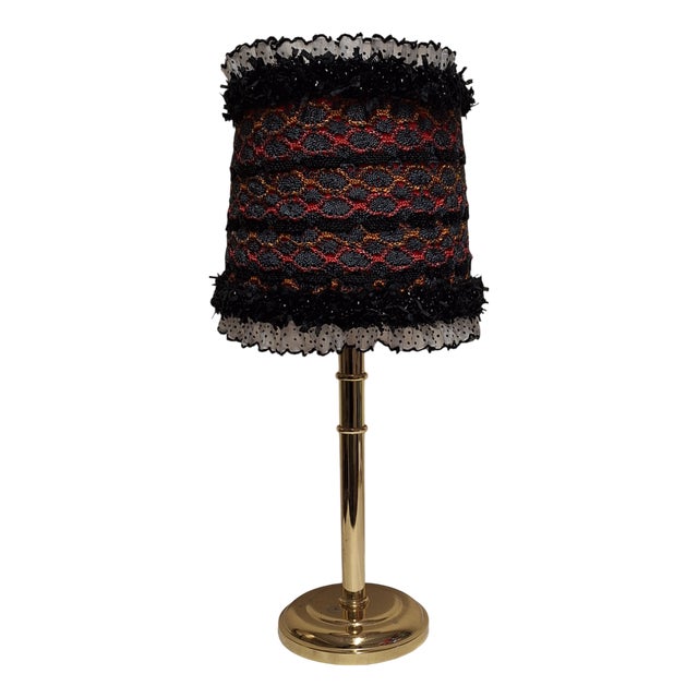 Vintage Table Lamp with Brass Base and Fabric Shade from Lamplove, 1990s For Sale