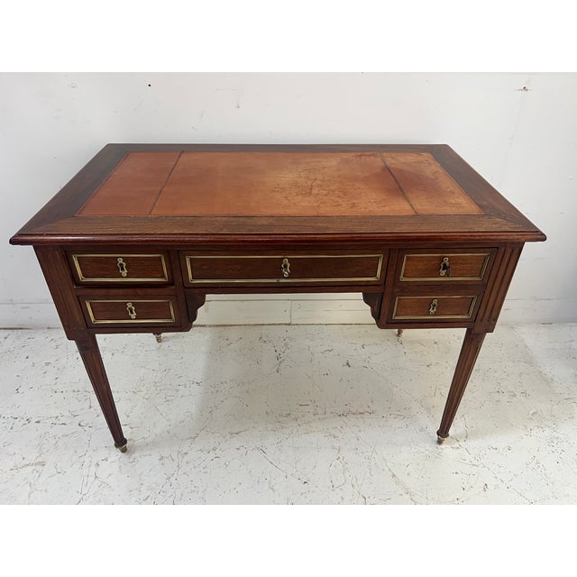 2000 - 2009 20th Century Louis XVI Mahogany and Mahogany Veneer Desk For Sale - Image 5 of 16