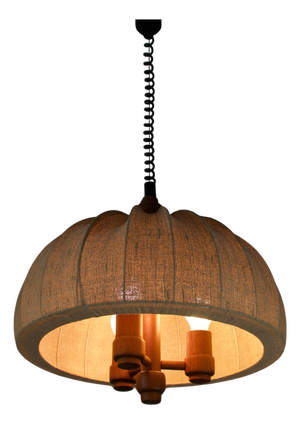 Adjustable Wood and Fabric Shade Pendant Lamp from Domus, 1960s