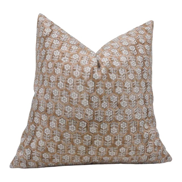 Fabdivine Handmade Pillow Cover 24x24 Inch Block Print Cushion- Tulsi Buti For Sale