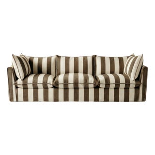 Sophie Conran Coco 4 Seater Sofa - Chocolate Stripes with Knife Edge Cushion For Sale