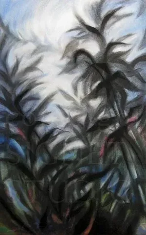 Contemporary Abstract Charcoal and Pastel Drawing, "Sky and Shadows I"
