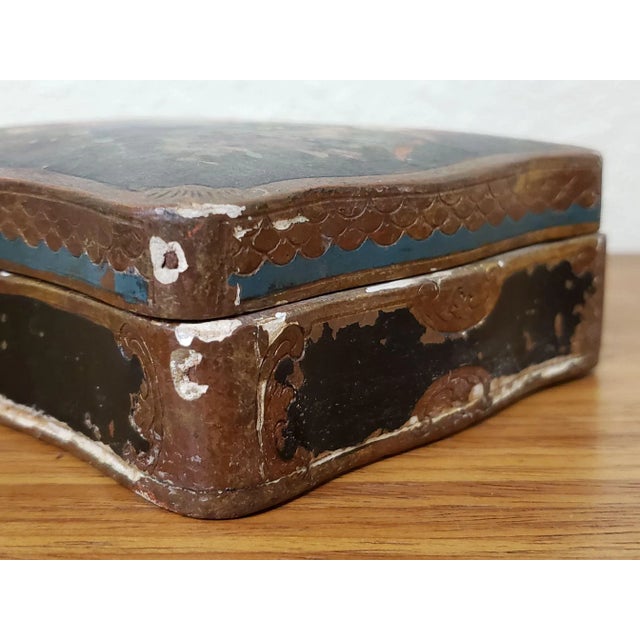 Victorian Miniature Hand Carved, Painted & Gilded Italian Trinket Box C.1920 For Sale - Image 3 of 10