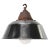 Vintage Industrial Black Enamel Pendant Lights in Cast Iron and Clear Glass For Sale - Image 5 of 5