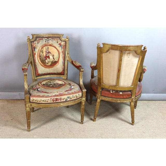 Wood Louis XVI Armchairs, 19th Century, Set of 2 For Sale - Image 7 of 14