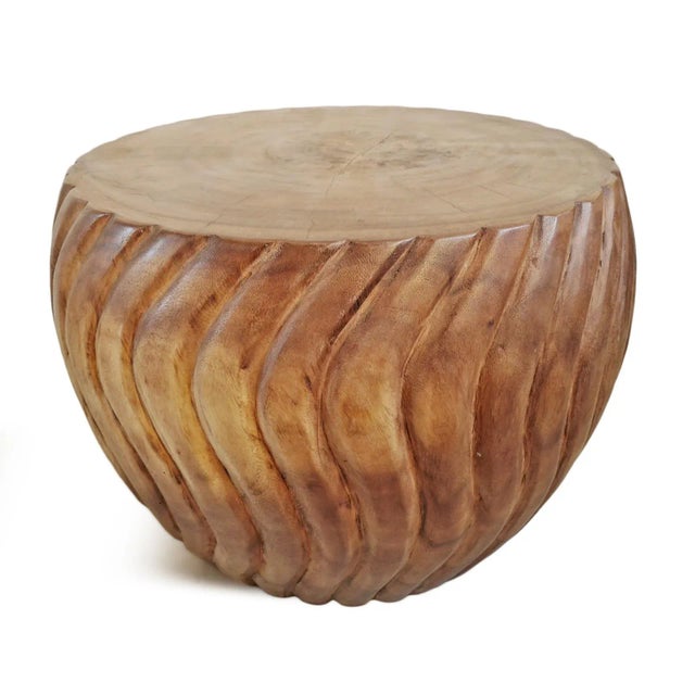 Monkey Pod Wave Side Table For Sale - Image 4 of 12