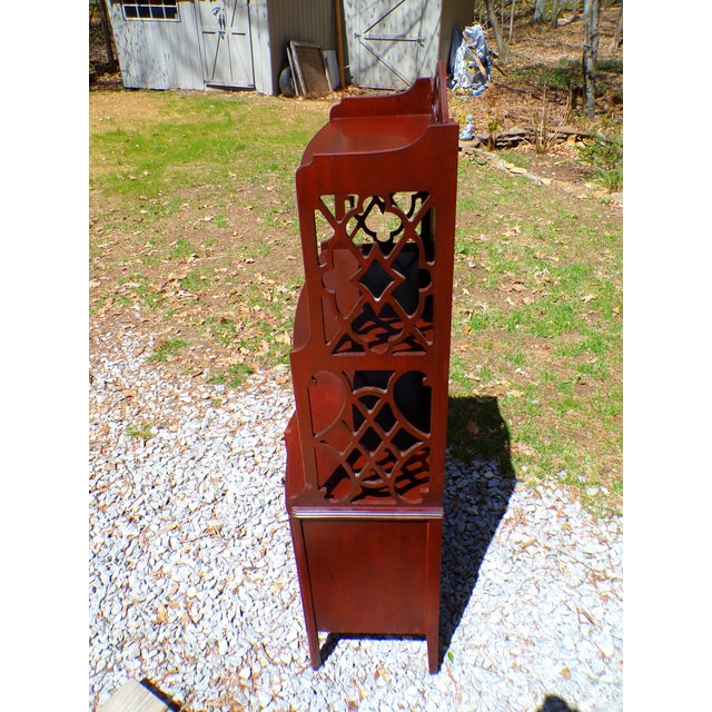 Vintage Mahogany Chippendale Style Bookcase Bookshelf Etagere Display Shelves For Sale - Image 16 of 17