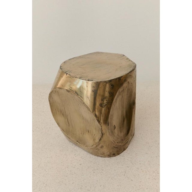 Contemporary Small Side Table in Brass Resin Over Inox by Atelier Ellery For Sale - Image 3 of 8