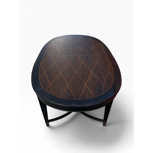 Late 20th Century Neoclassical Zebrawood Inlaid Ebonized Dining Table, Attributed to Ralph Lauren for Henredon For Sale - Image 9 of 18