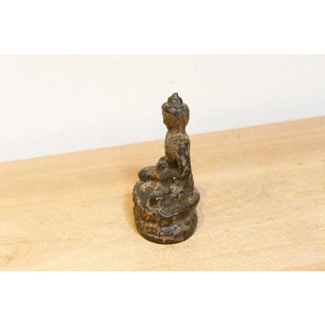 1950s Aged Brass Finished Metal Buddha Figure For Sale - Image 5 of 7
