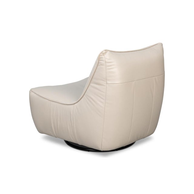 Not Yet Made - Made To Order White Leather Swivel Slipper Chair For Sale - Image 5 of 12