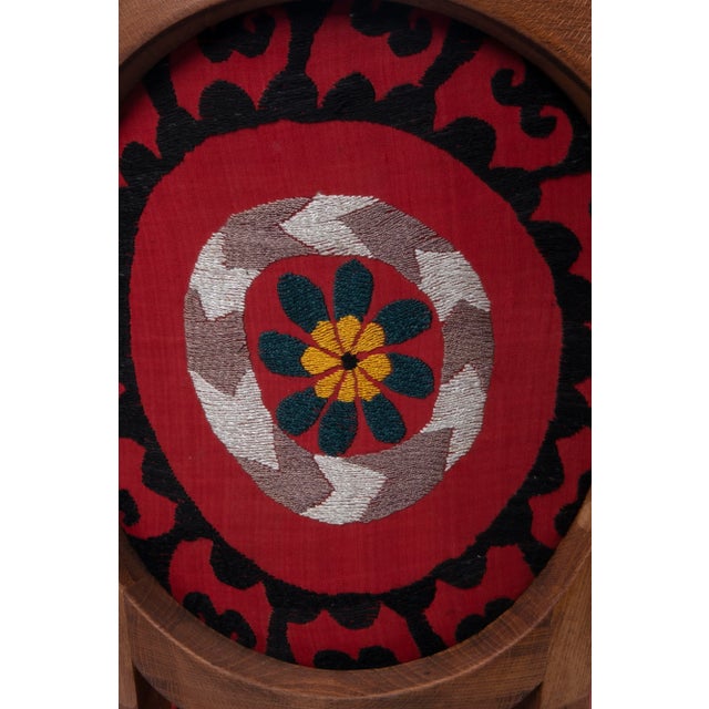Late 20th Century Vintage Wooden Suzani Armchair - Diningroom Chair With Bergere Style For Sale - Image 5 of 13