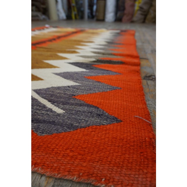 1920s Multi Tribal Geometric Antique Flatweave Native American Wool Navajo Rug For Sale - Image 4 of 8