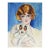 1920s Flapper Girl Puppy Dog Watercolor Portrait Painting For Sale