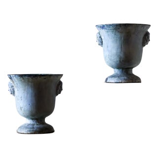 Antique French Cast Iron Garden Urns by Paris and Cie, 1890s, Set of 2 For Sale